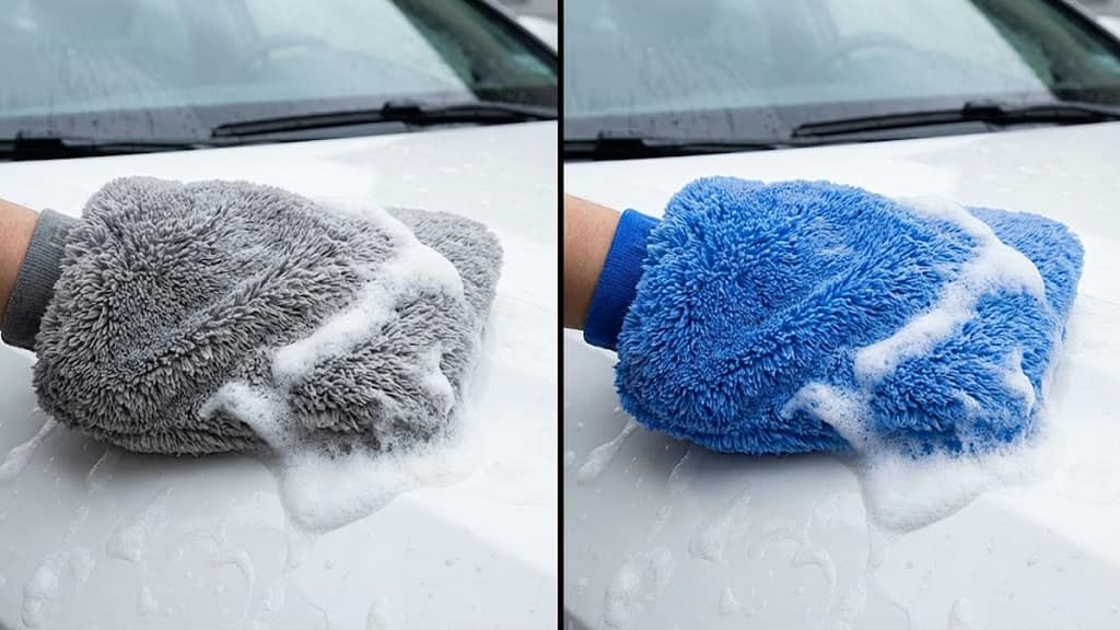 microfiber wash mitt vs sponge comparison for safe car washing without scratches