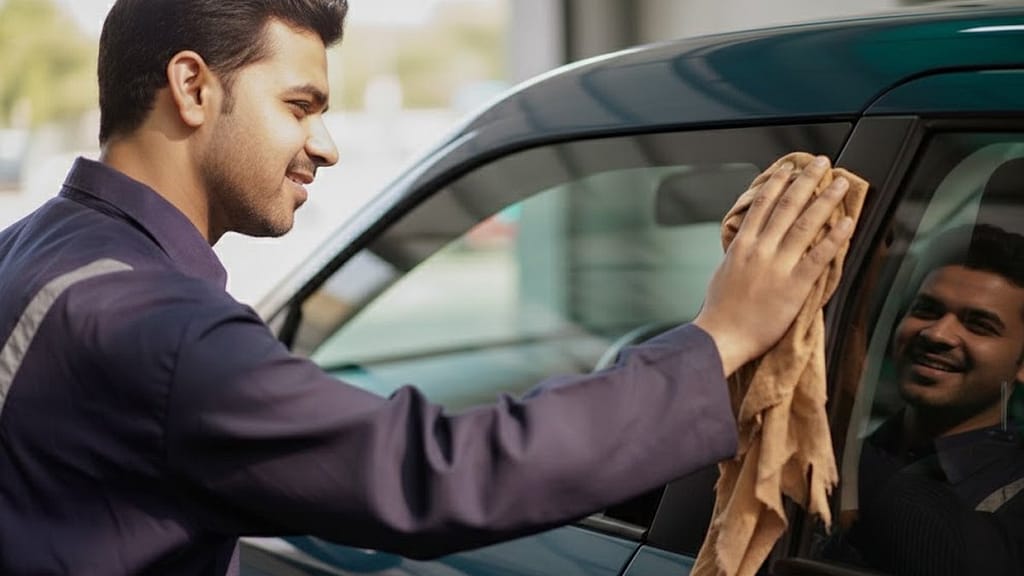 Using dirty cloth for car washing causes swirl marks on paint