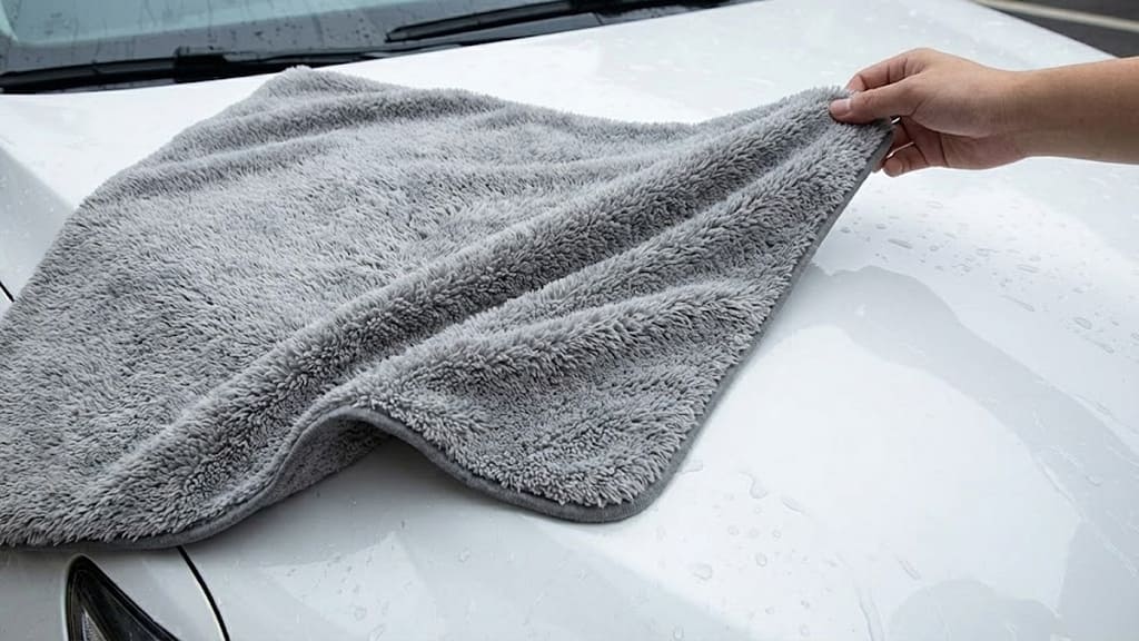 lay and drag drying method using microfiber towel to prevent scratches